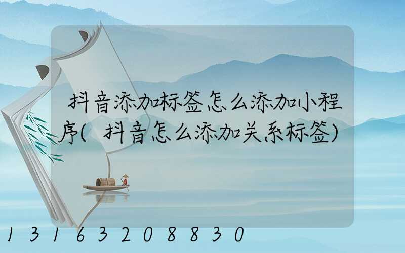 抖音添加标签怎么添加小程序(抖音怎么添加关系标签)