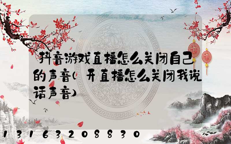抖音游戏直播怎么关闭自己的声音(开直播怎么关闭我说话声音)