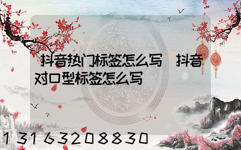 抖音热门标签怎么写(抖音对口型标签怎么写)
