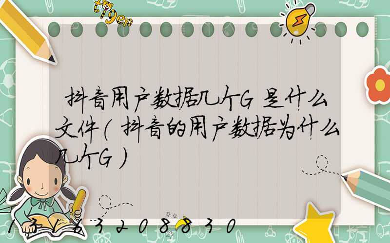 抖音用户数据几个G是什么文件(抖音的用户数据为什么几个G)