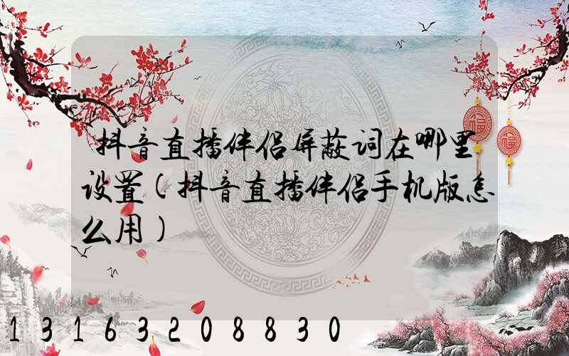 抖音直播伴侣屏蔽词在哪里设置(抖音直播伴侣手机版怎么用)