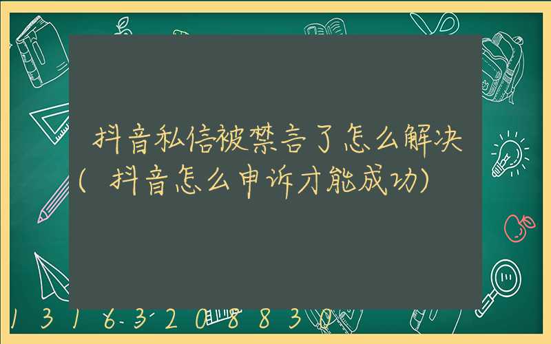 抖音私信被禁言了怎么解决(抖音怎么申诉才能成功)