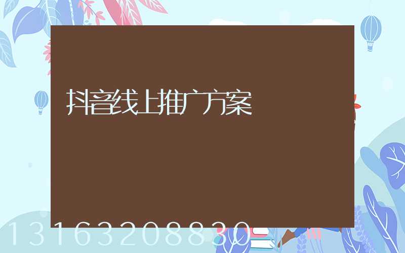 抖音线上推广方案