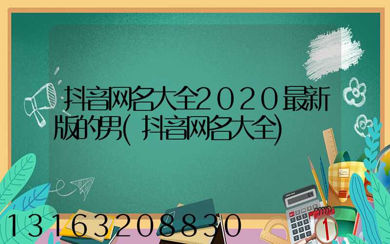 抖音网名大全2020最新版的男(抖音网名大全)