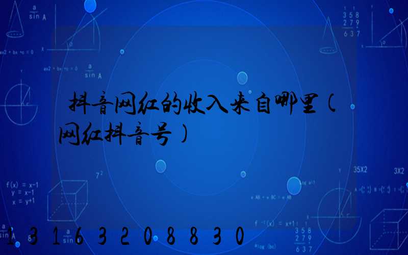 抖音网红的收入来自哪里(网红抖音号)