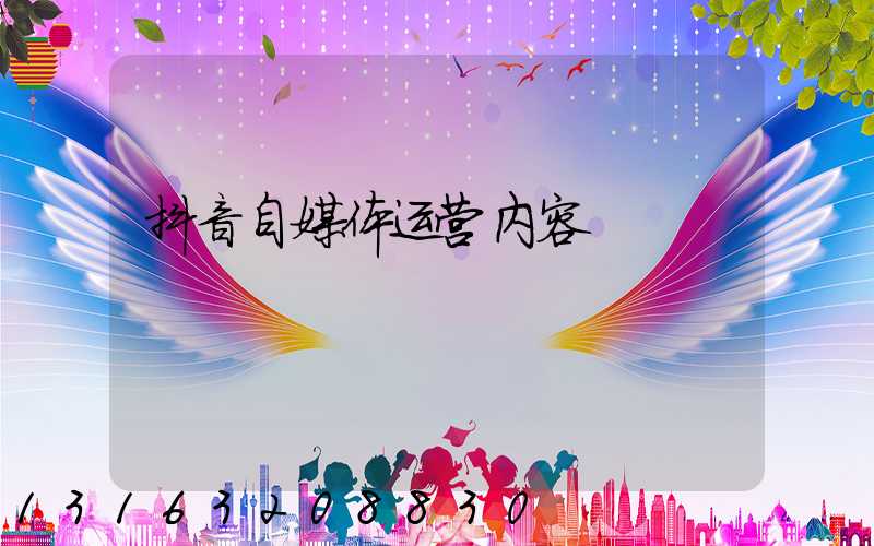 抖音自媒体运营内容