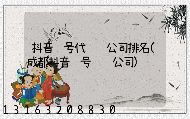 抖音账号代运营公司排名(成都抖音账号运营公司)