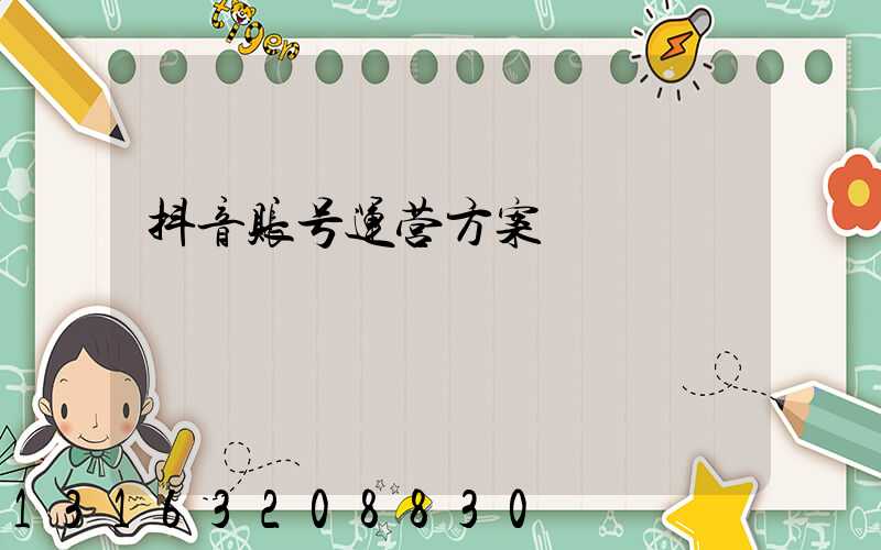 抖音账号运营方案