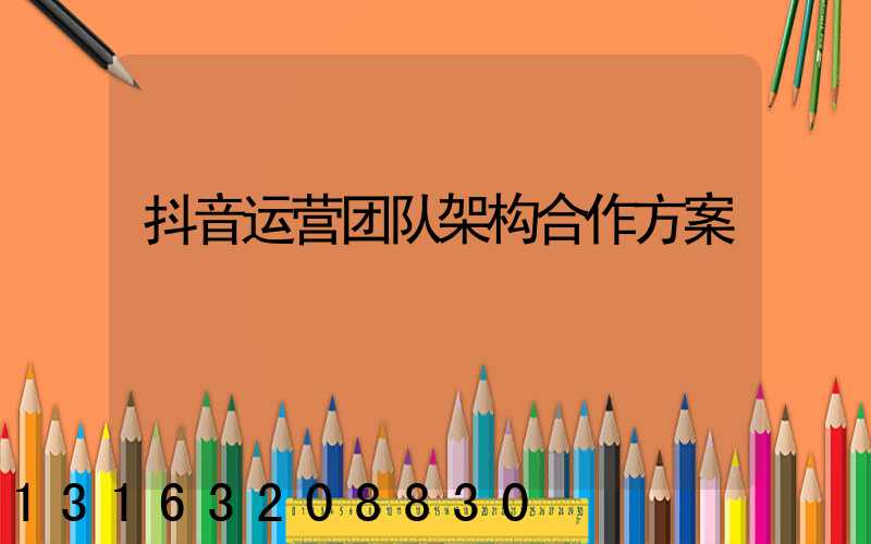 抖音运营团队架构合作方案