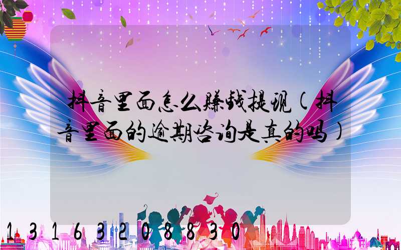 抖音里面怎么赚钱提现(抖音里面的逾期咨询是真的吗)