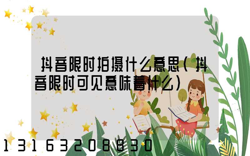 抖音限时拍摄什么意思(抖音限时可见意味着什么)