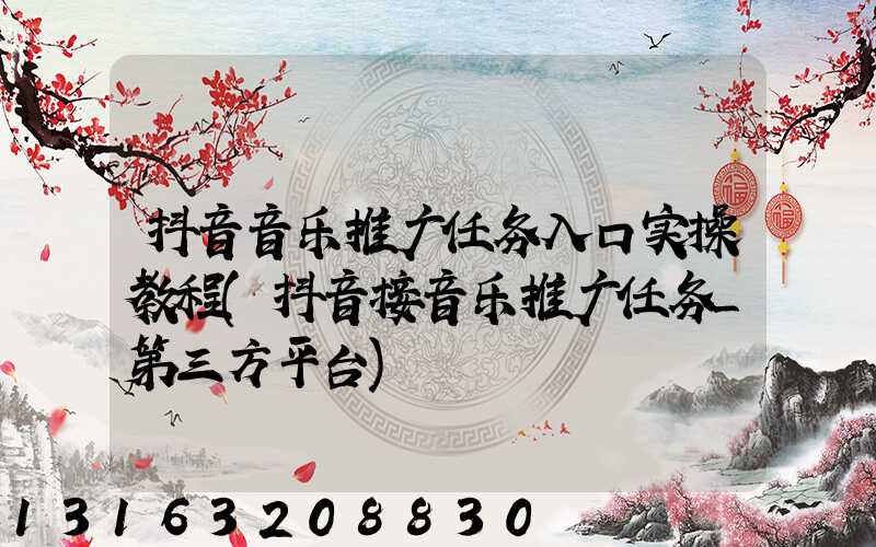 抖音音乐推广任务入口实操教程(抖音接音乐推广任务_第三方平台)