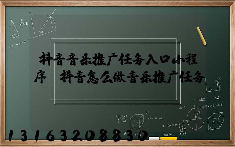 抖音音乐推广任务入口小程序(抖音怎么做音乐推广任务)
