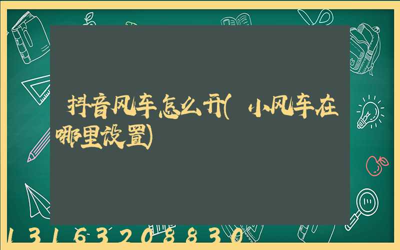 抖音风车怎么开(小风车在哪里设置)