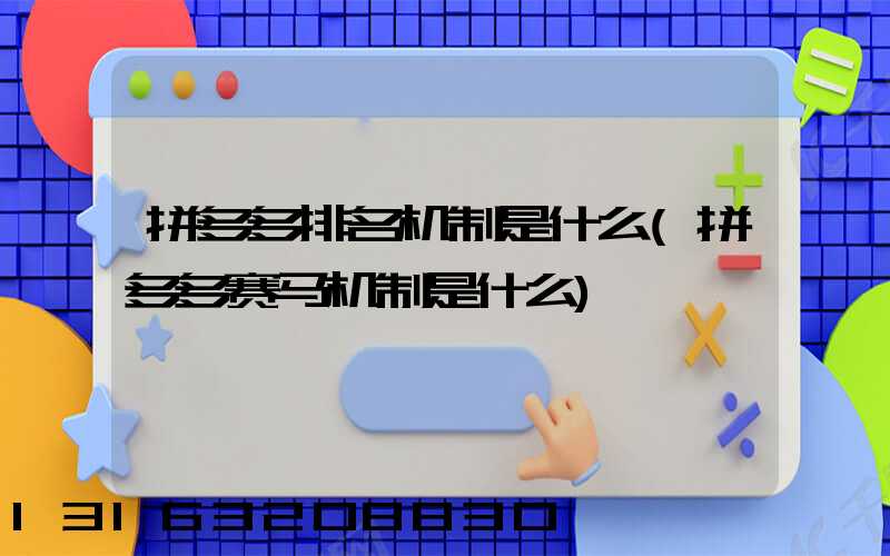 拼多多排名机制是什么(拼多多赛马机制是什么)