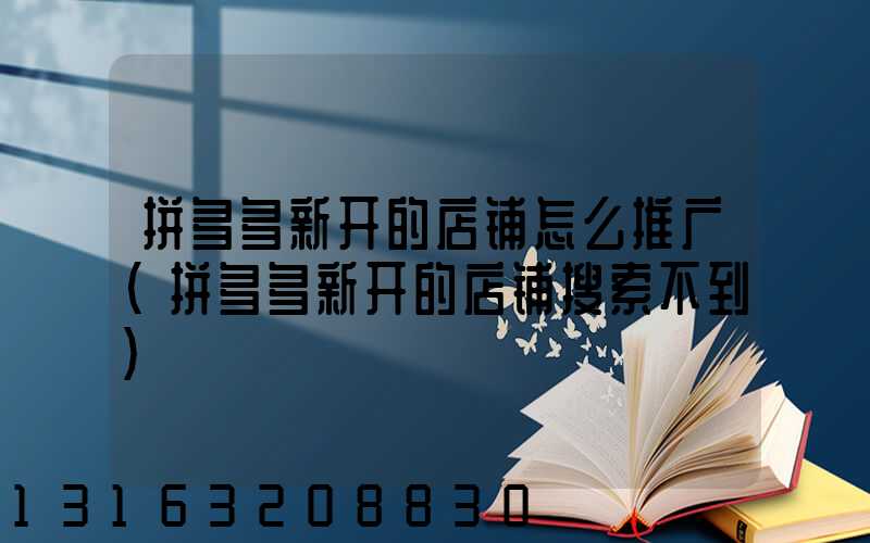 拼多多新开的店铺怎么推广(拼多多新开的店铺搜索不到)