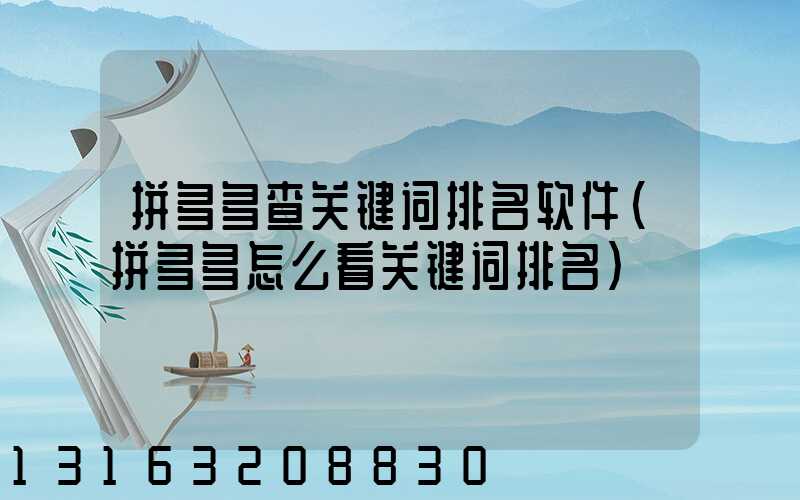 拼多多查关键词排名软件(拼多多怎么看关键词排名)