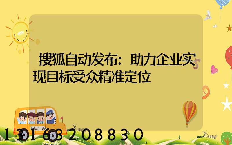 搜狐自动发布：助力企业实现目标受众精准定位