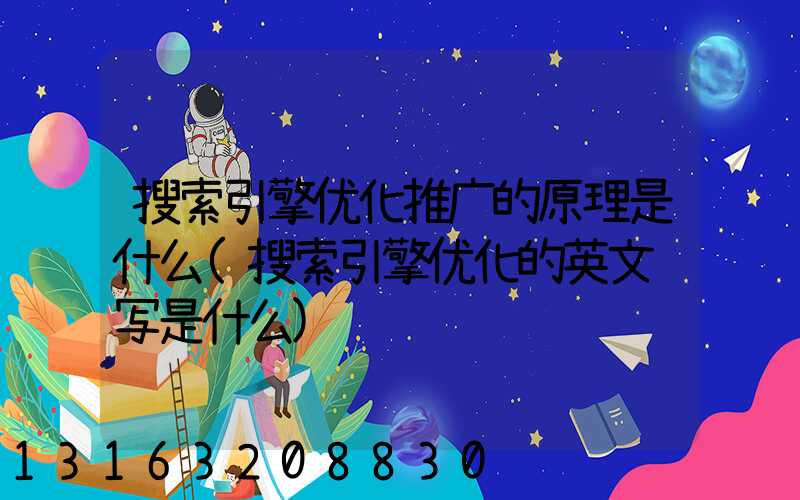 搜索引擎优化推广的原理是什么(搜索引擎优化的英文缩写是什么)
