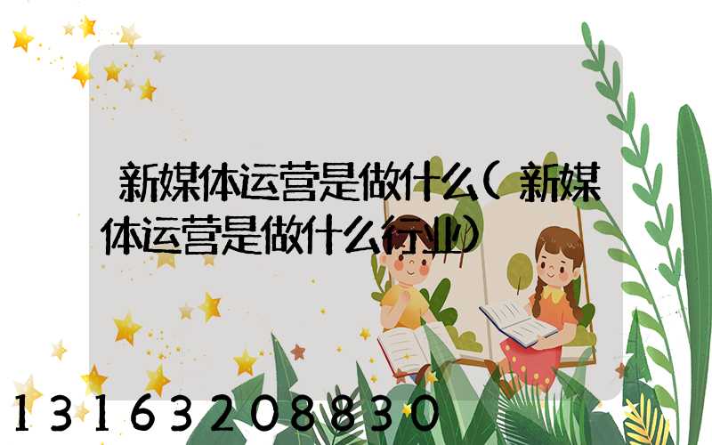 新媒体运营是做什么(新媒体运营是做什么行业)