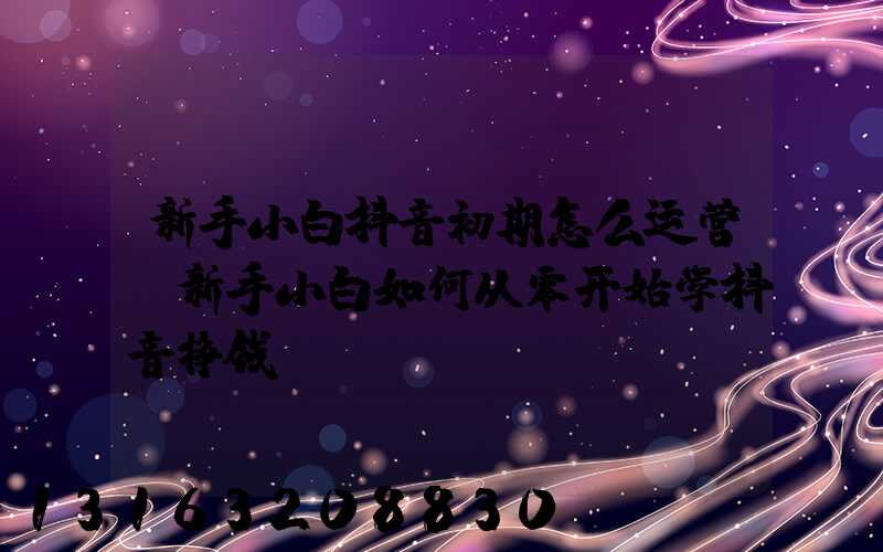 新手小白抖音初期怎么运营(新手小白如何从零开始学抖音挣钱)