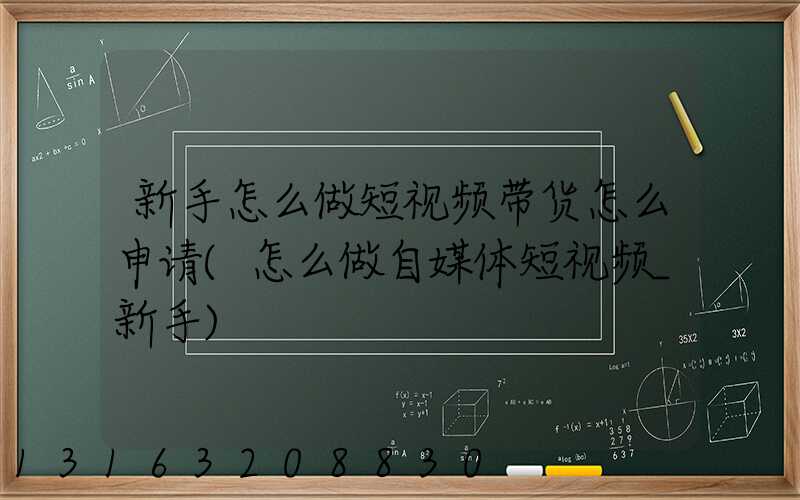 新手怎么做短视频带货怎么申请(怎么做自媒体短视频_新手)