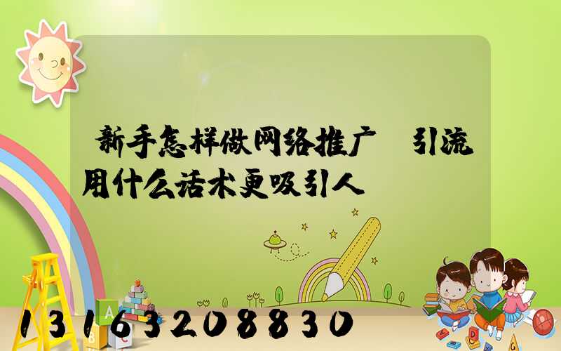 新手怎样做网络推广(引流用什么话术更吸引人)