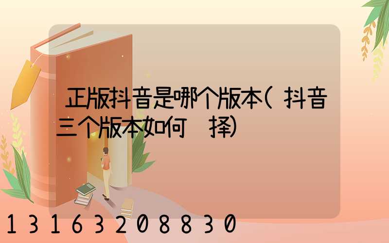 正版抖音是哪个版本(抖音三个版本如何选择)