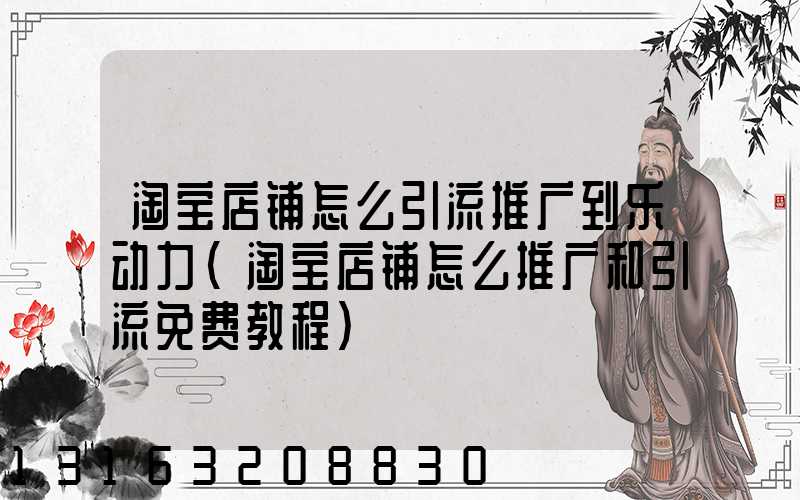 淘宝店铺怎么引流推广到乐动力(淘宝店铺怎么推广和引流免费教程)