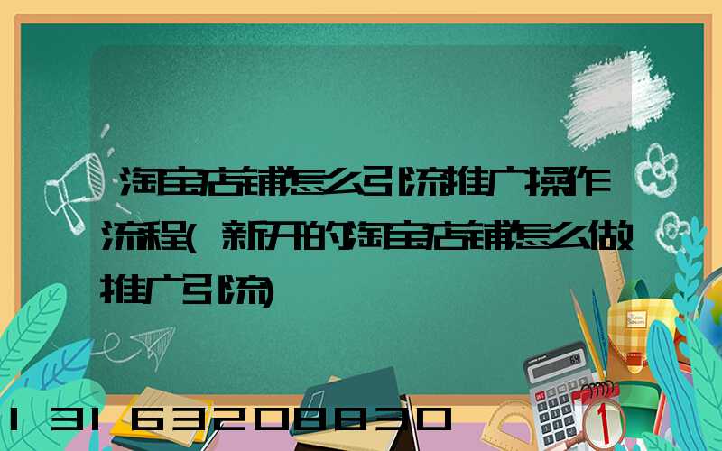 淘宝店铺怎么引流推广操作流程(新开的淘宝店铺怎么做推广引流)