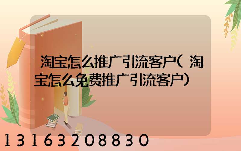 淘宝怎么推广引流客户(淘宝怎么免费推广引流客户)
