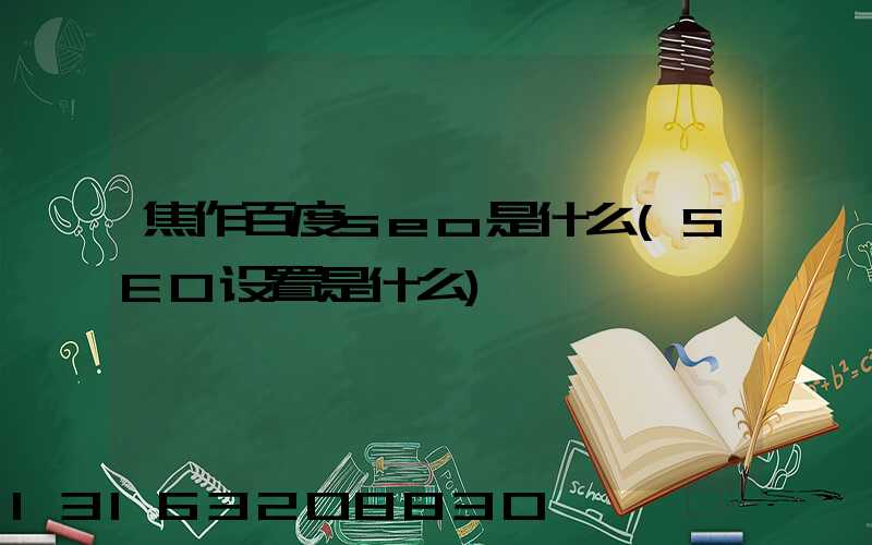 焦作百度seo是什么(SEO设置是什么)