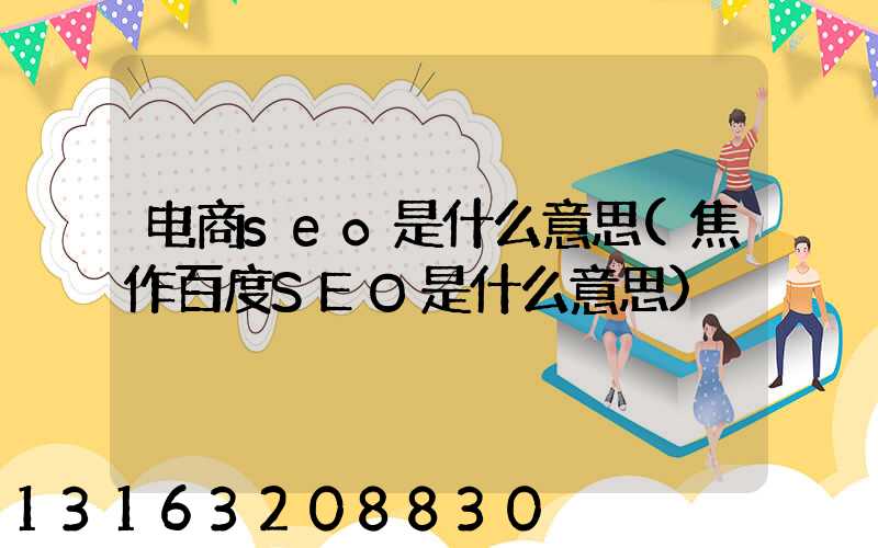 电商seo是什么意思(焦作百度SEO是什么意思)