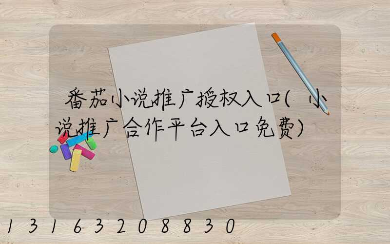 番茄小说推广授权入口(小说推广合作平台入口免费)