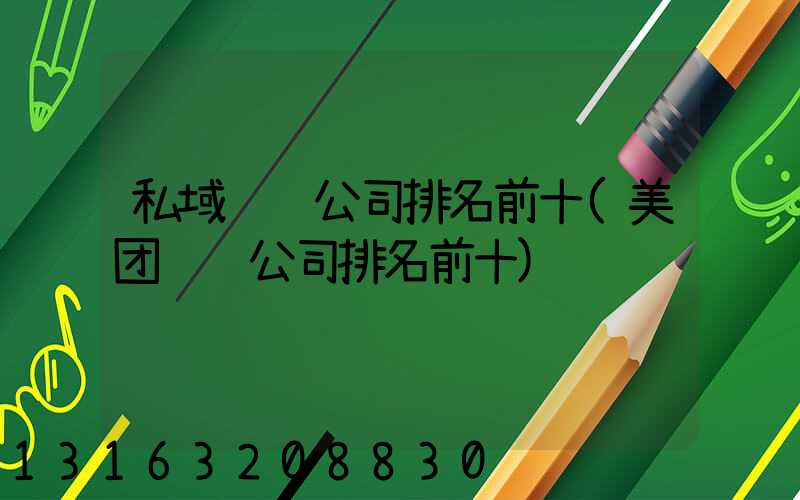 私域运营公司排名前十(美团运营公司排名前十)
