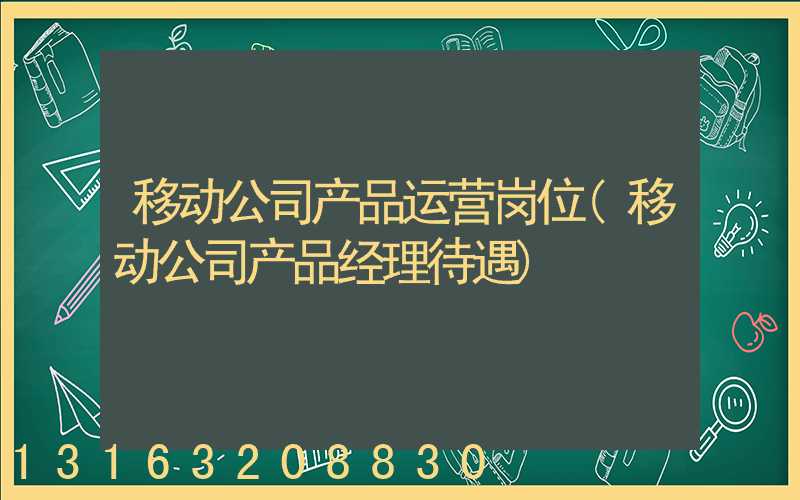 移动公司产品运营岗位(移动公司产品经理待遇)