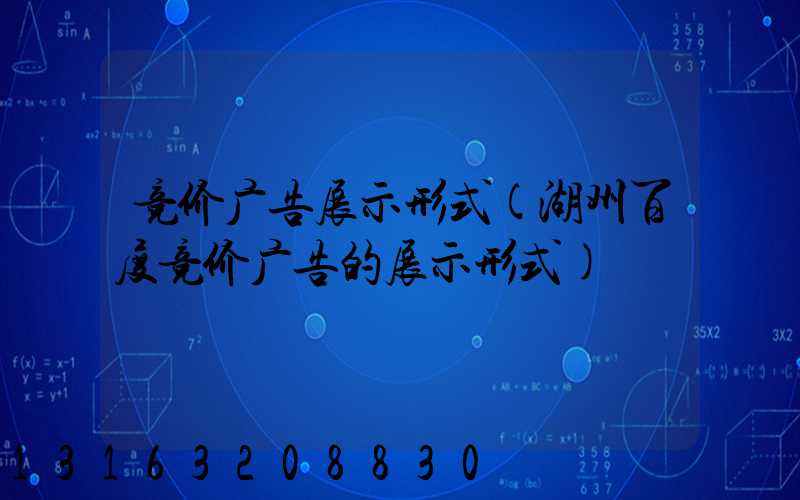 竞价广告展示形式(湖州百度竞价广告的展示形式)