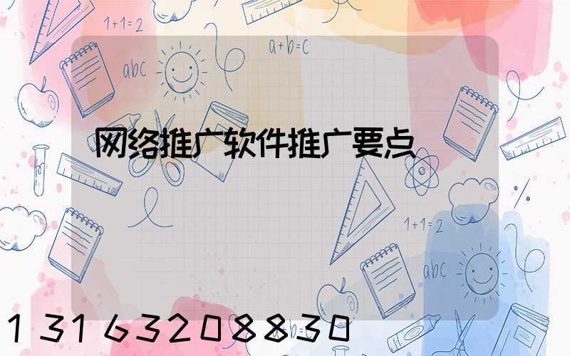 网络推广软件推广要点
