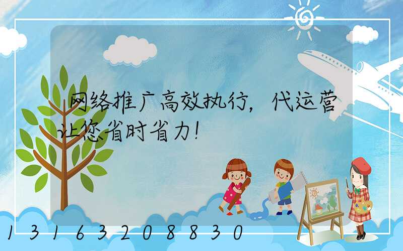 网络推广高效执行，代运营让您省时省力！