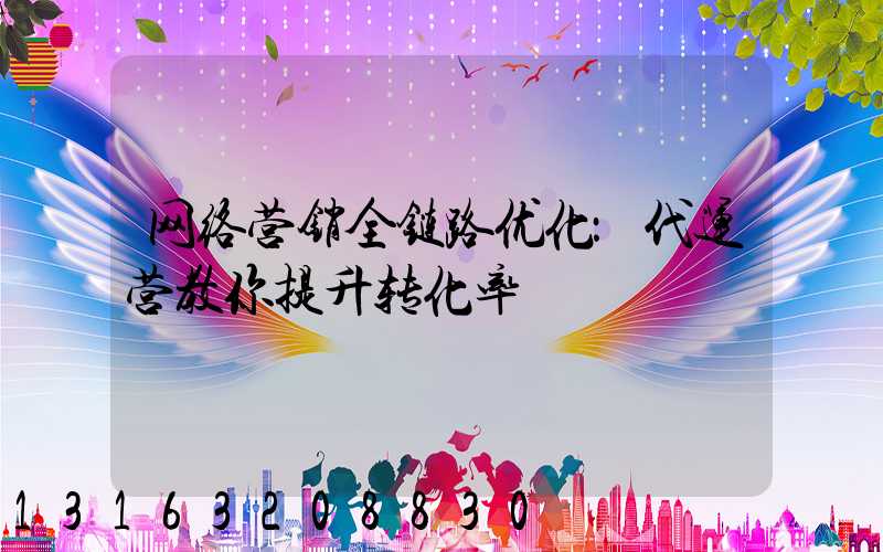 网络营销全链路优化：代运营教你提升转化率