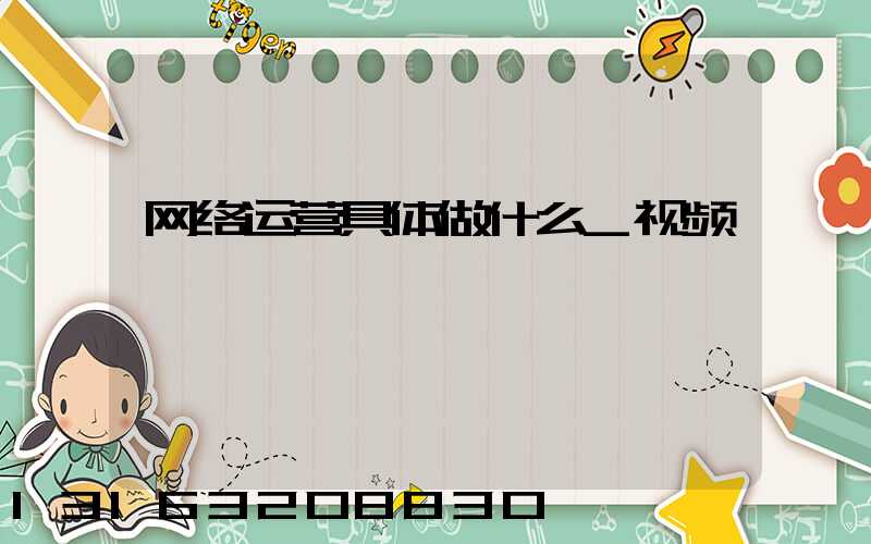 网络运营具体做什么_视频