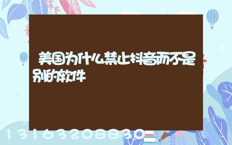 美国为什么禁止抖音而不是别的软件