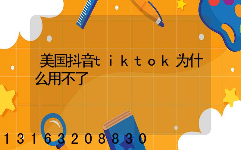 美国抖音tiktok为什么用不了