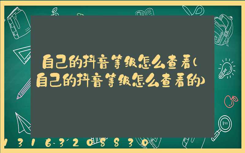 自己的抖音等级怎么查看(自己的抖音等级怎么查看的)