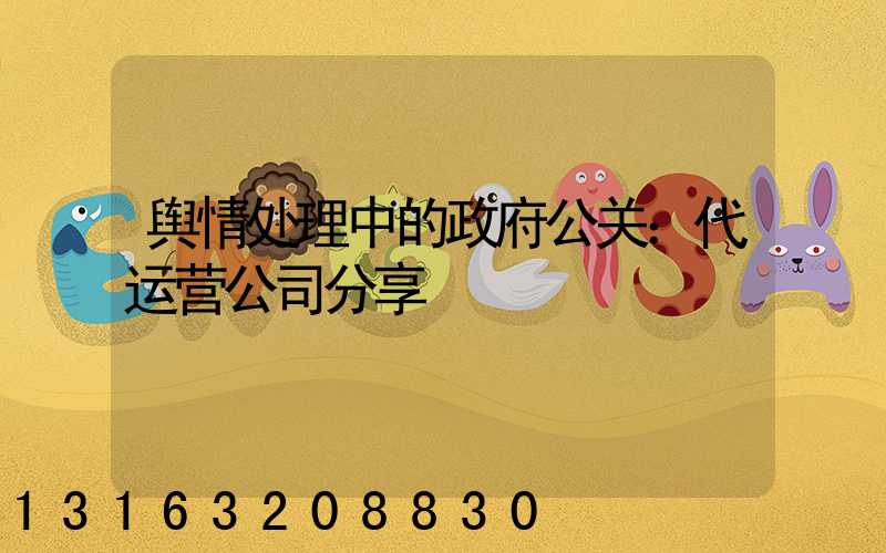舆情处理中的政府公关：代运营公司分享