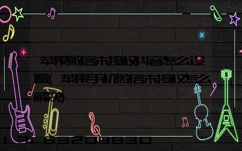 苹果微信未授权抖音怎么设置(苹果手机微信未授权怎么解决)