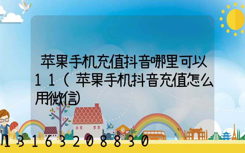 苹果手机充值抖音哪里可以11(苹果手机抖音充值怎么用微信)