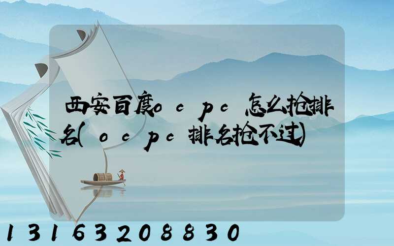 西安百度ocpc怎么抢排名(ocpc排名抢不过)