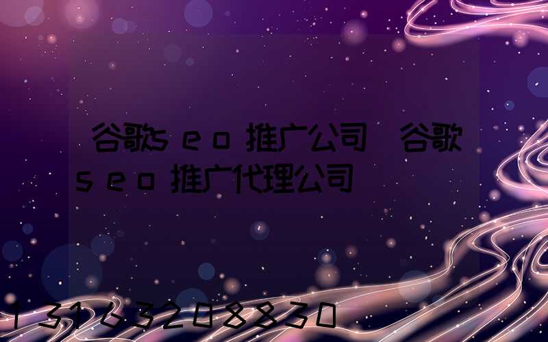 谷歌seo推广公司(谷歌seo推广代理公司)