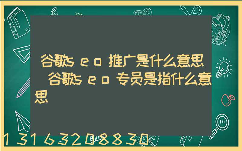 谷歌seo推广是什么意思(谷歌seo专员是指什么意思)